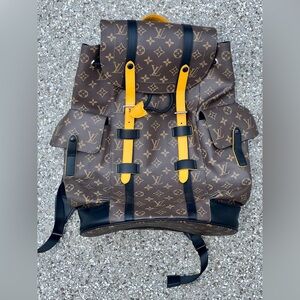 Louis Vuitton Brown and Yellow Monogram Backpack Gently Used Pristine Condition!
